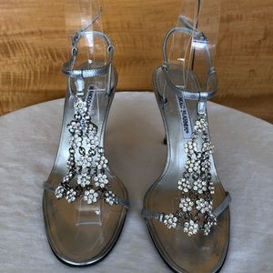 Manila Blahnik metallic leather  sandals